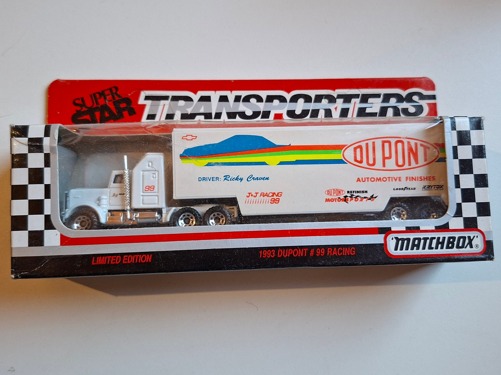 Matchbox 1993 Super star transporters  White rose  Du pont Ricky  craven (C12)