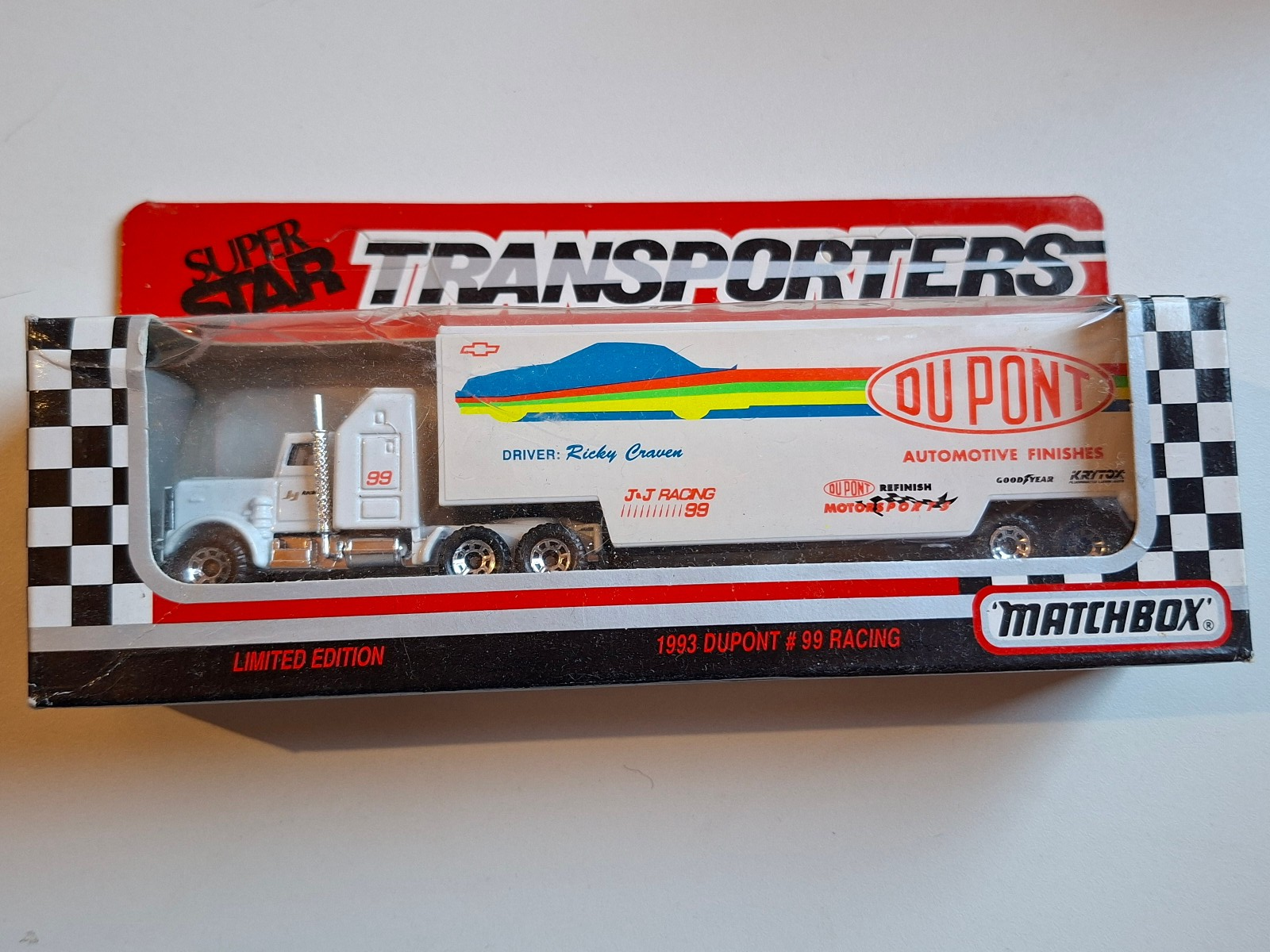Matchbox 1993 Super star transporters  White rose  Du pont Ricky  craven (C12)