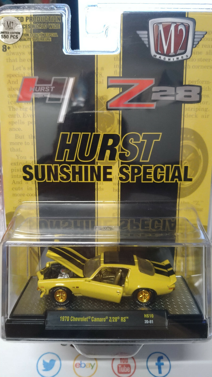 M2 Machines Hurst 1970 Chevrolet Camaro Z28 RS Chase 550 piéces  (NG66)