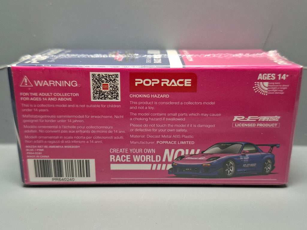 Pop Race 1/64  Mazda RX7 Re-Amemiya  Blue/Pink (CP03)