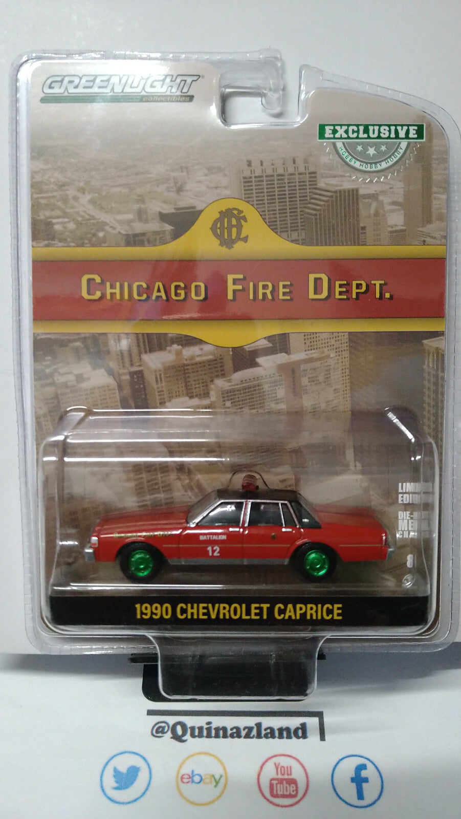 Greenlight Exclusive Chicago Fire Dept 1990 Chevrolet Caprice Chase  (NG32)