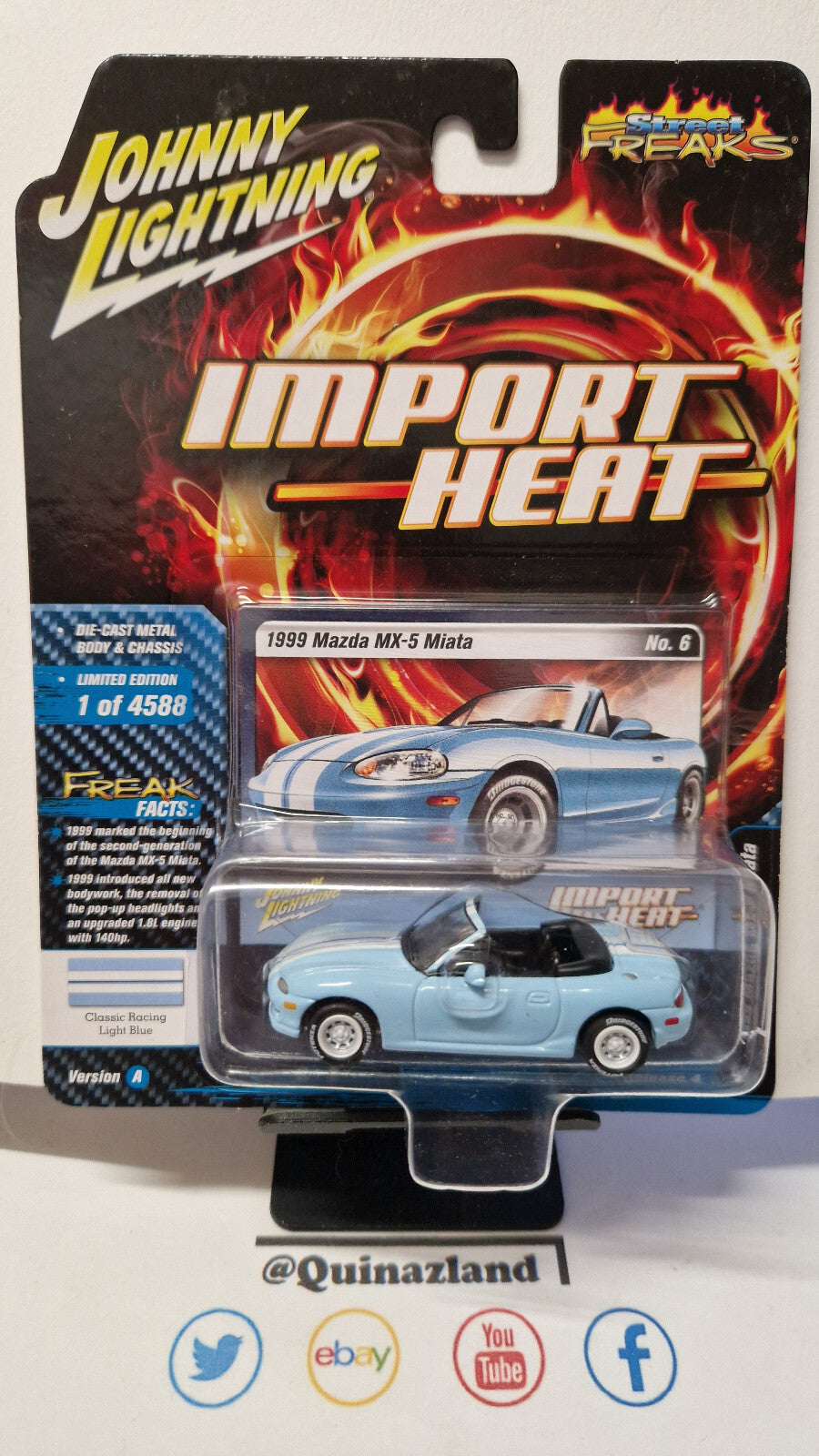Johnny Lightning Street Freaks Import Heat 1999 Mazda MX-5 Miata bleu (NG33)