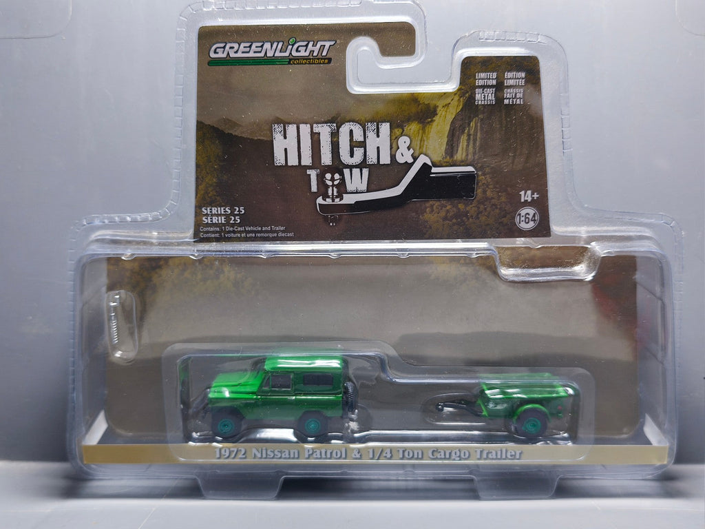 Greenlight Hitch & Tow 1972 Nissan Patrol and 1/4 Ton Cargo Trailer Chase (CT03)