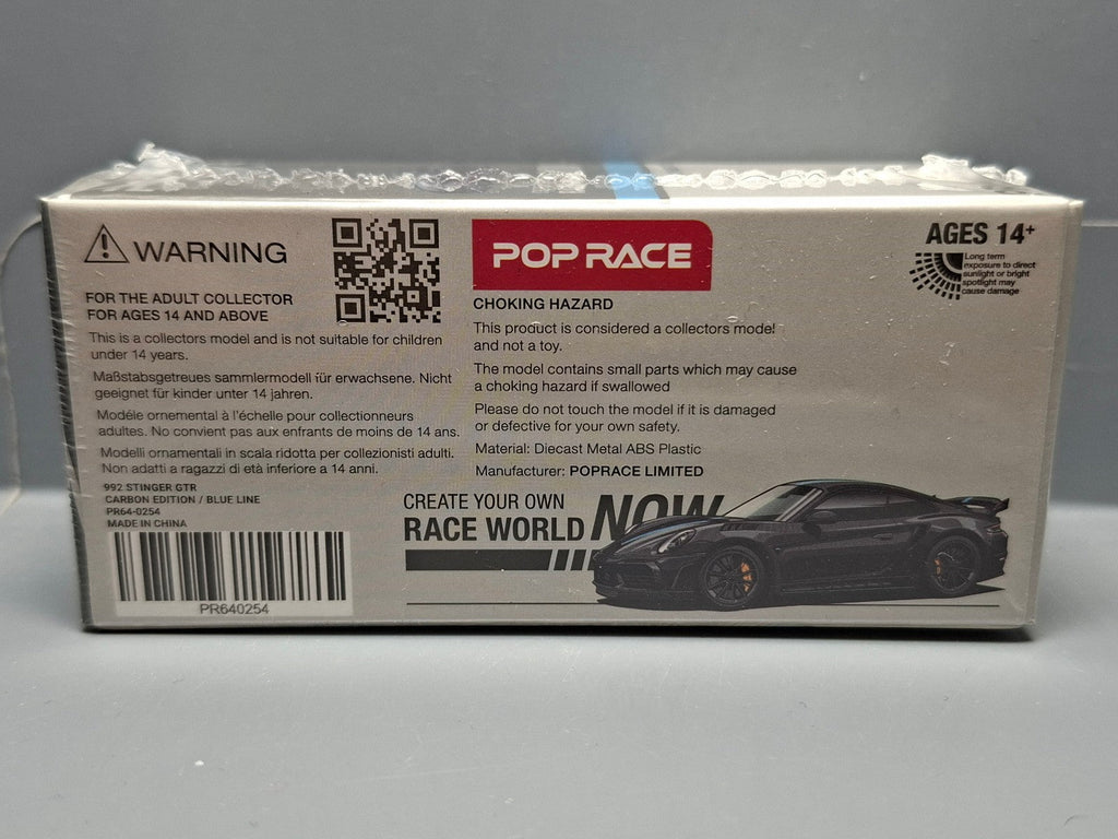 Pop Race 1/64 Porsche 992 Stinger GTR Carbon Edition (Blue Line) (CP07)