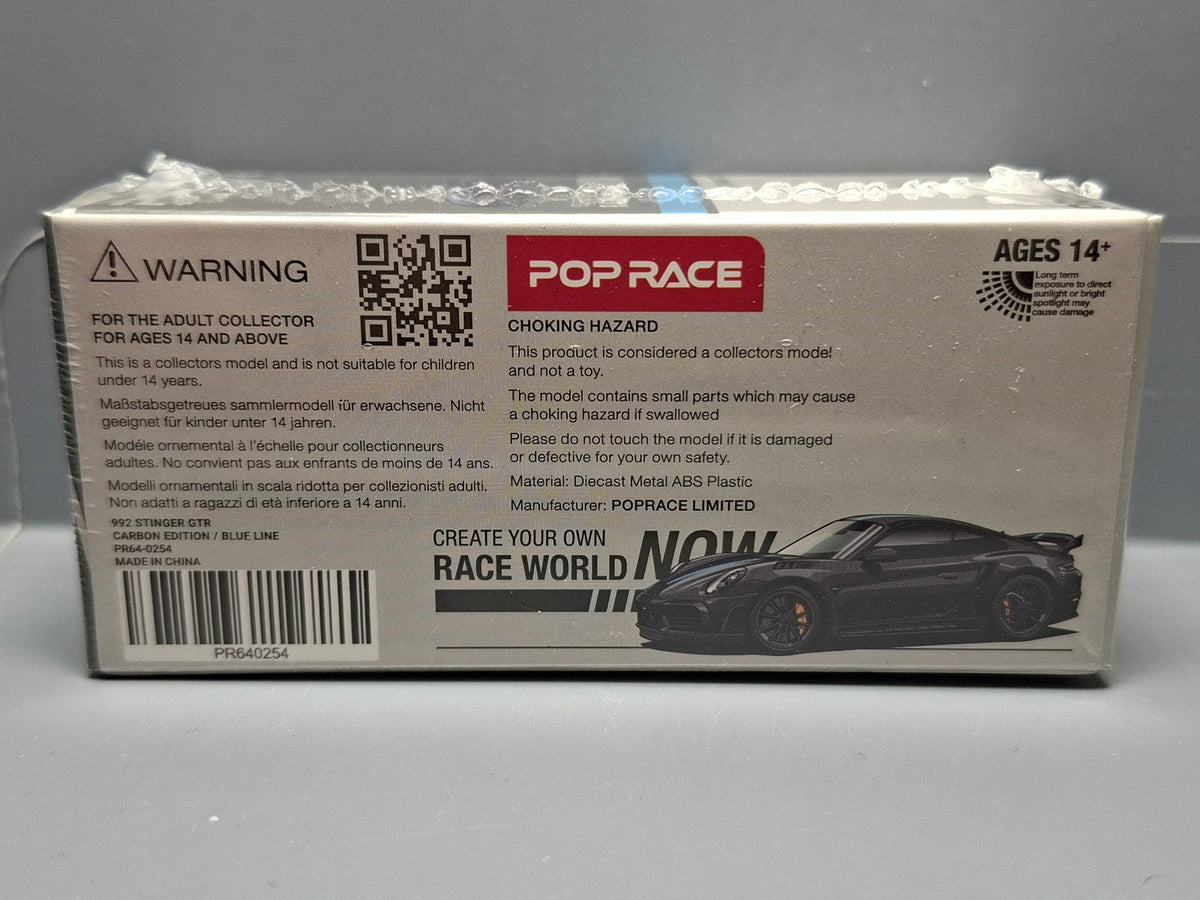 Pop Race 1/64 Porsche 992 Stinger GTR Carbon Edition (Blue Line) (CP07)