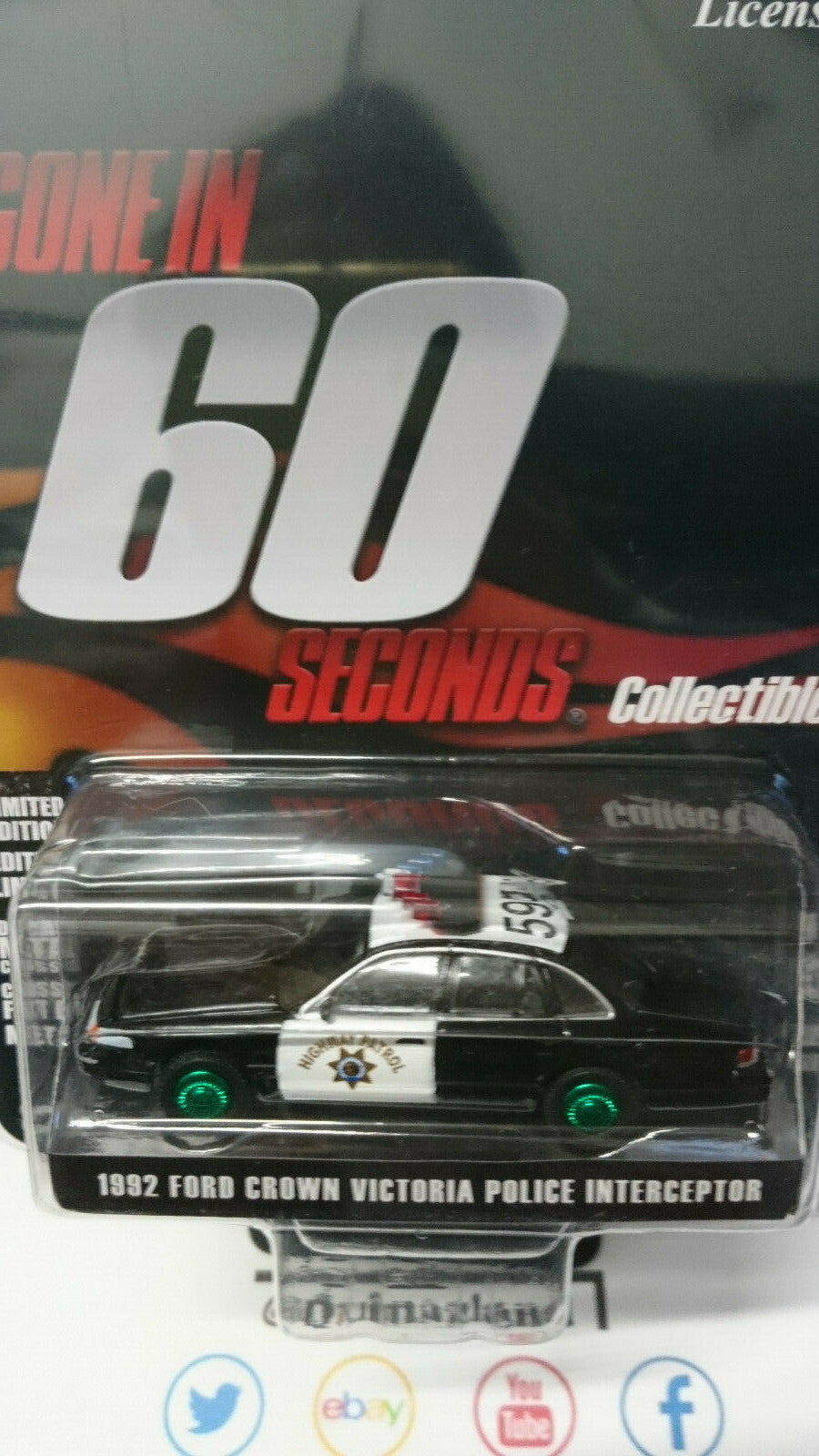 Greenlight Hollywood 1992 Ford Crown Victoria Police  Green Wheels Chase (NG78)