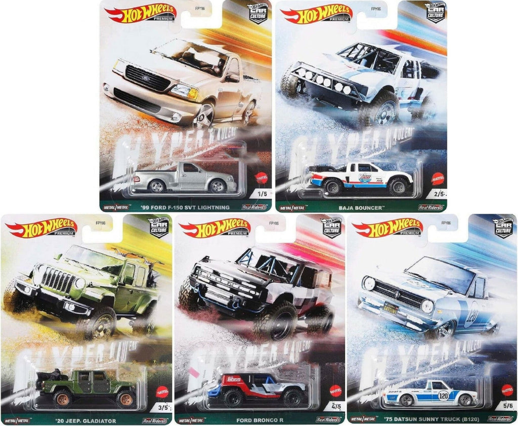 Hot Wheels Hyper Haulers Datsun Ford Jeep Baja Bouncer  lot de 5 (NG114)