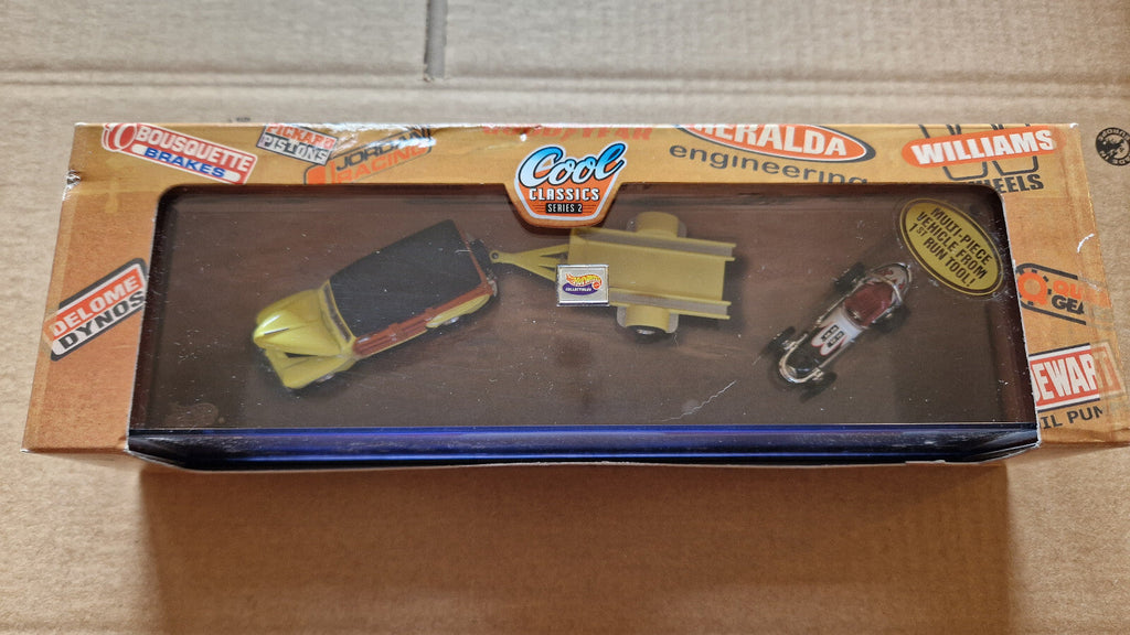 Hot wheels 2000 night at the race 48 Ford woodie, sprint car et trailer (CT08)