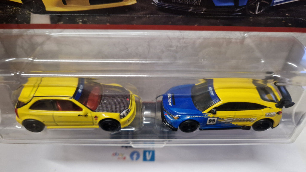Hot Wheels Premium 2-pack Mix R ’99 Honda Civic TYPE R (EK9)  Honda Civic (CT15)