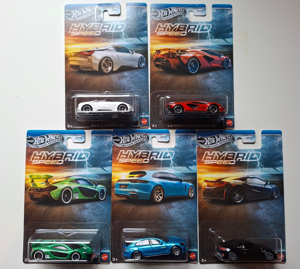 Hot Wheels Set  Hybrid Speed Acura McLaren Porsche Lamborghini  Lot de 5 (NP09)