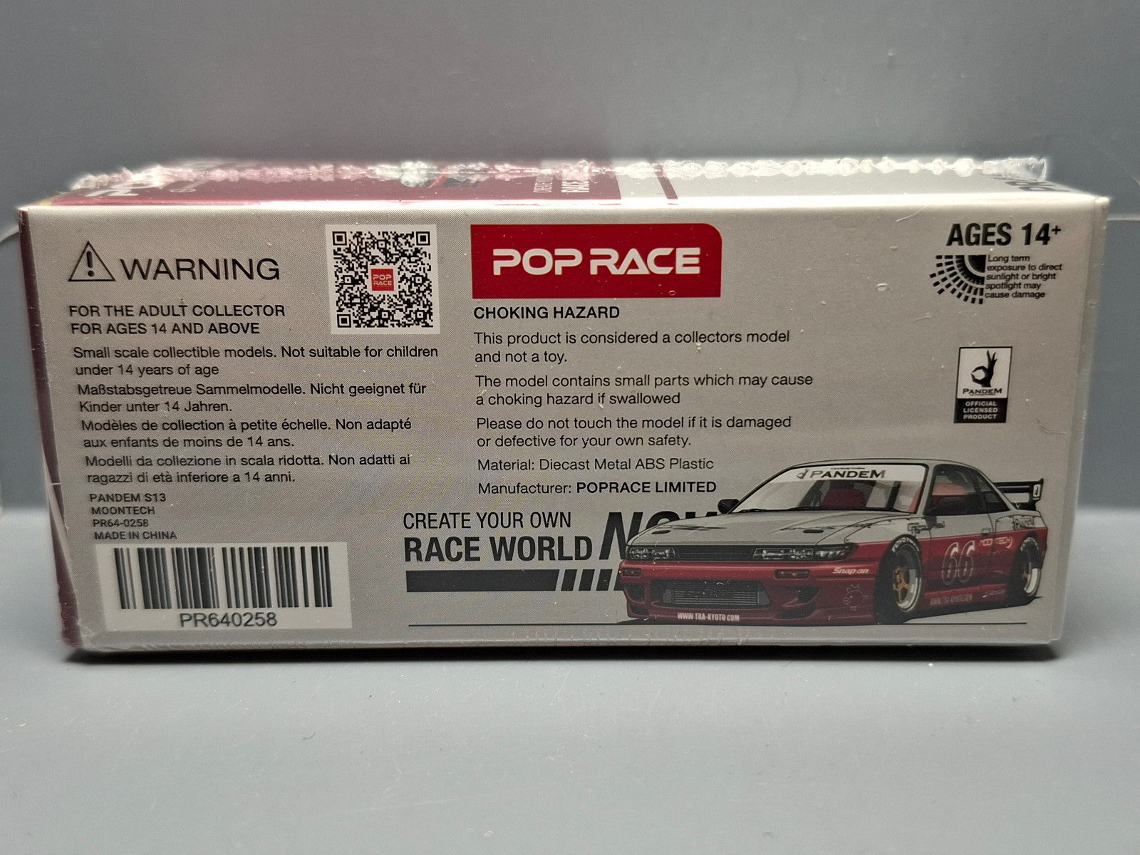 Pop Race 1/64 Pandem Nissan Silvia S13 Moontech red (CP08)