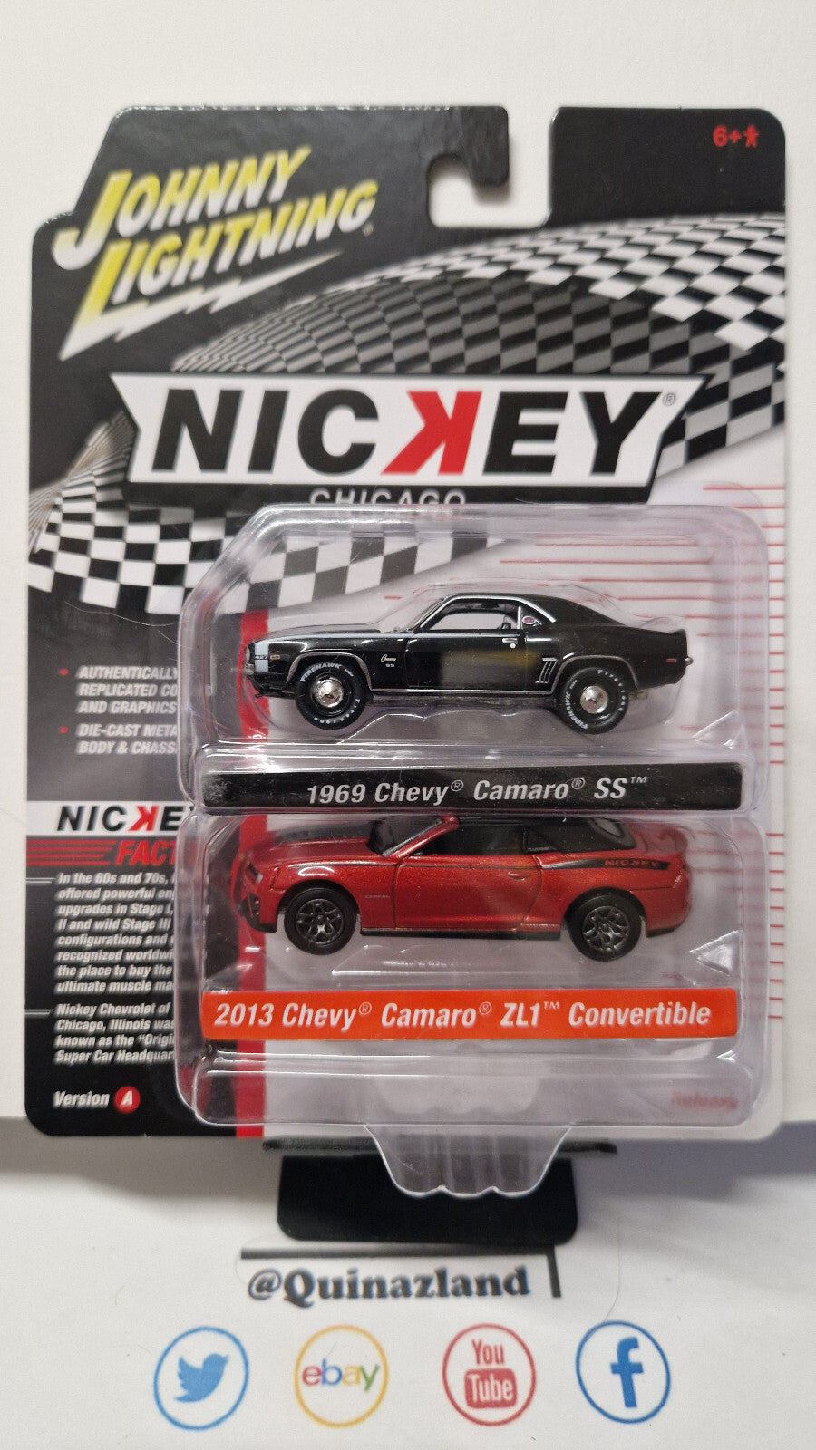 Johnny Lightning Pack 2023 Nickey Chicago 1969 Chevy Camaro SS & 2013  (NG45)