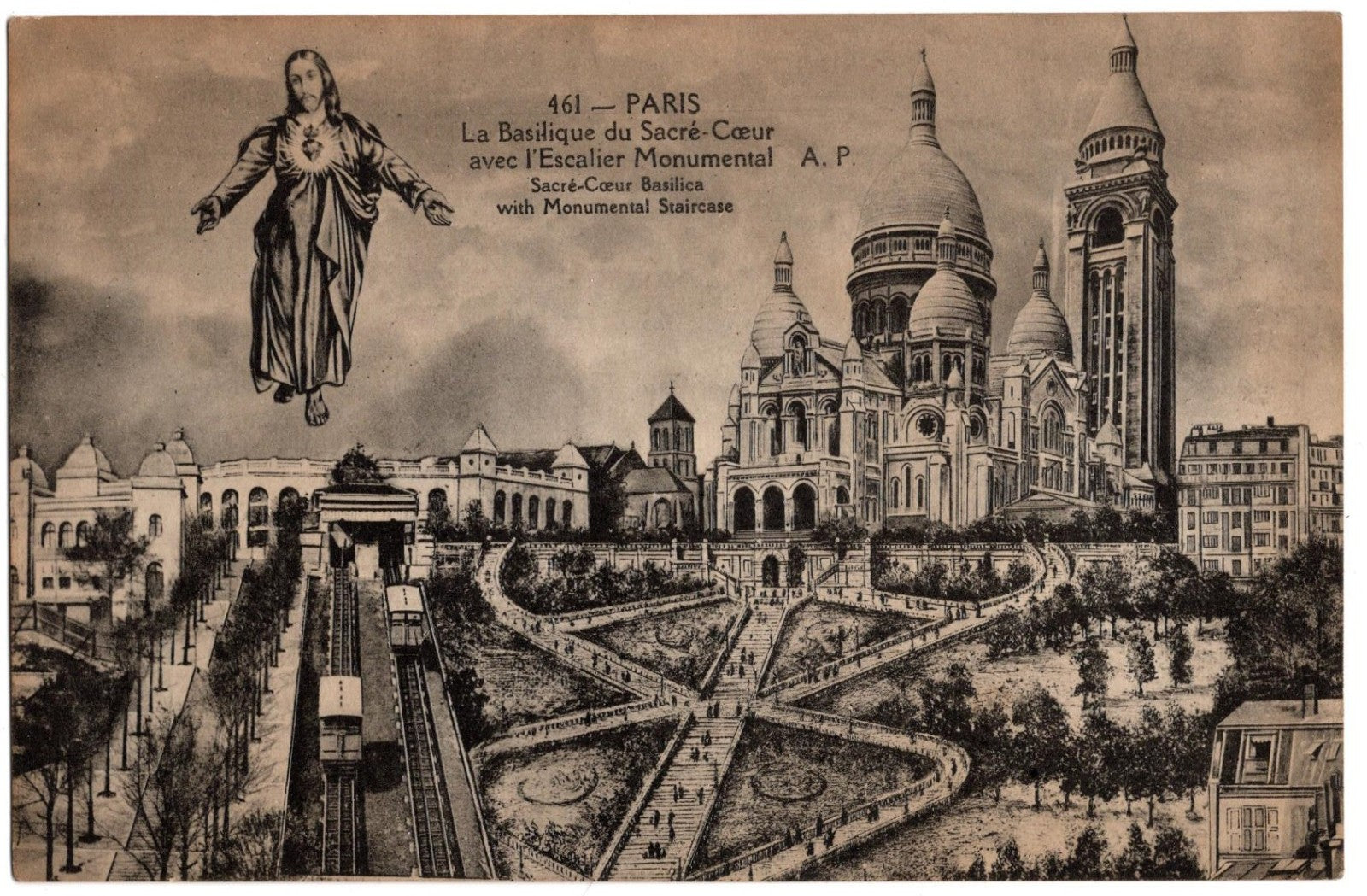 CPA Paris – Basilique du Sacré‑Cœur avec Escalier Monumental n° 461 T0001