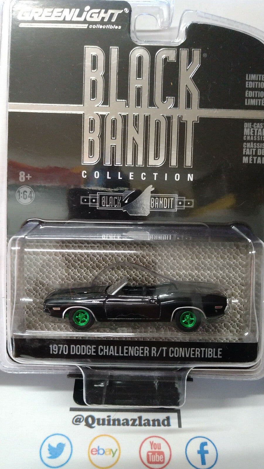 Greenlight Black Bandit 1970 Dodge Challenger R/T Convertible chase  (NG75)