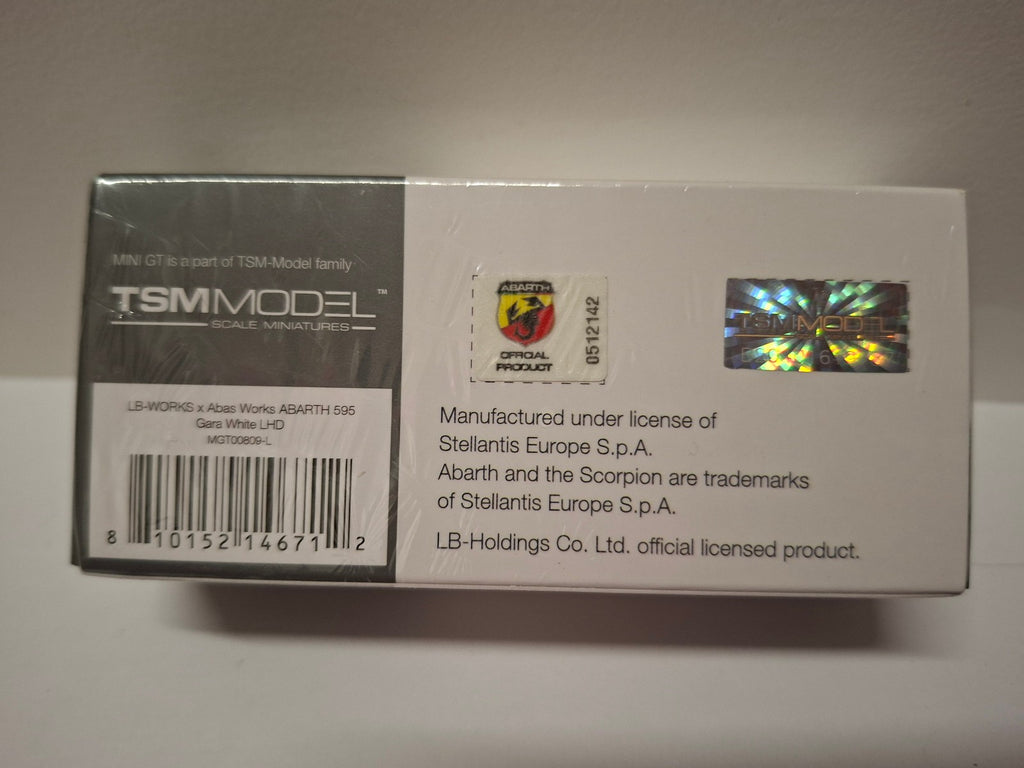 Mini GT LB-WORKS x Abas Works Fiat ABARTH 595 Gara White N°809 (CP08)