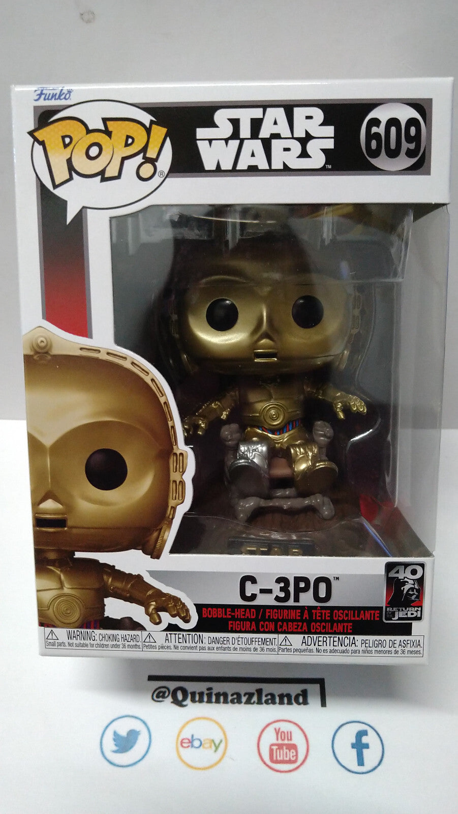 Funko Pop! STAR WARS 6 "40EME ANNIVERSAIRE" N° 609 C3PO sur Chaise  (F29)