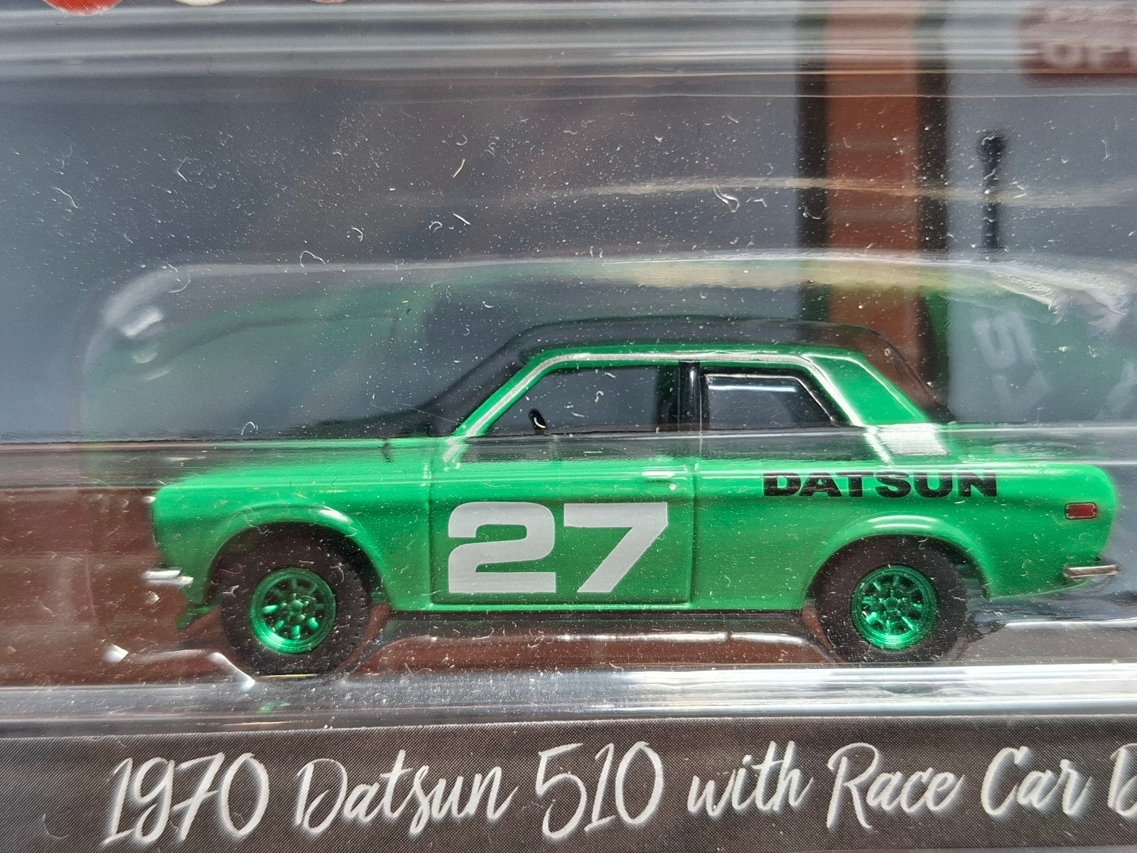 Greenlight Hobby shop série 5 Chase 1970 Datsun 510 With Race Car Driver (NG33)