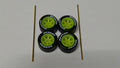 Set de jantes Dunlop jaune  6 branches pneu gomme pour Custom (ET)