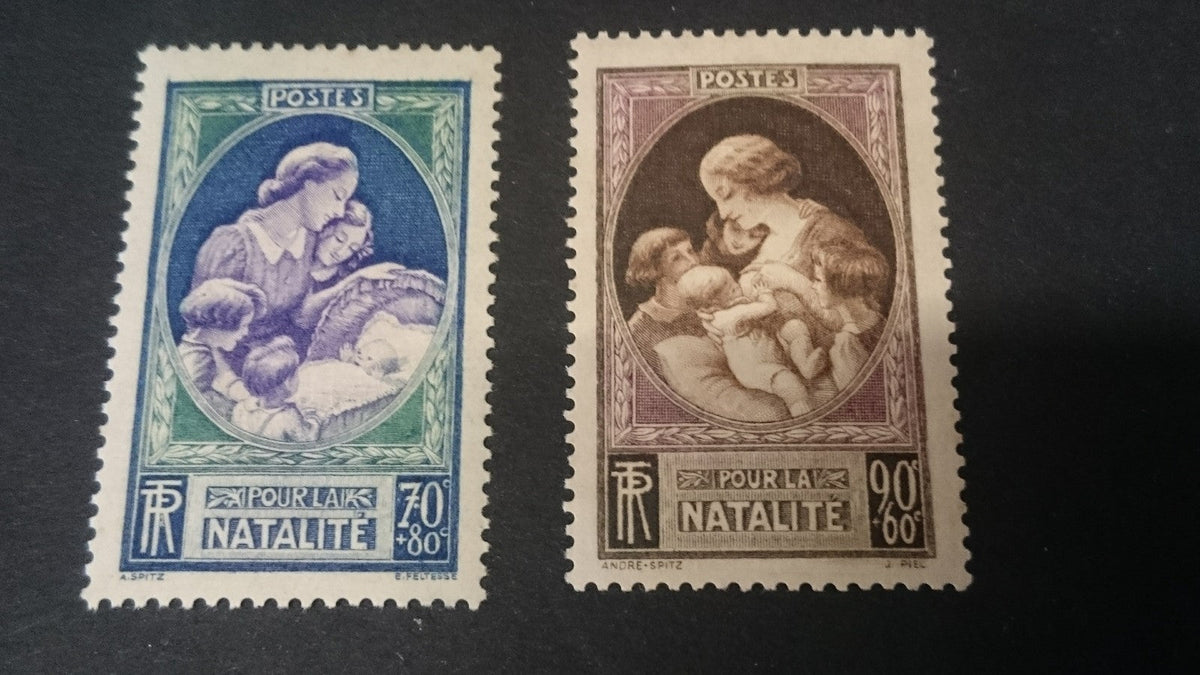Lot de 2 Timbres France 1939 Pour la natalité N°440 & 441 YT