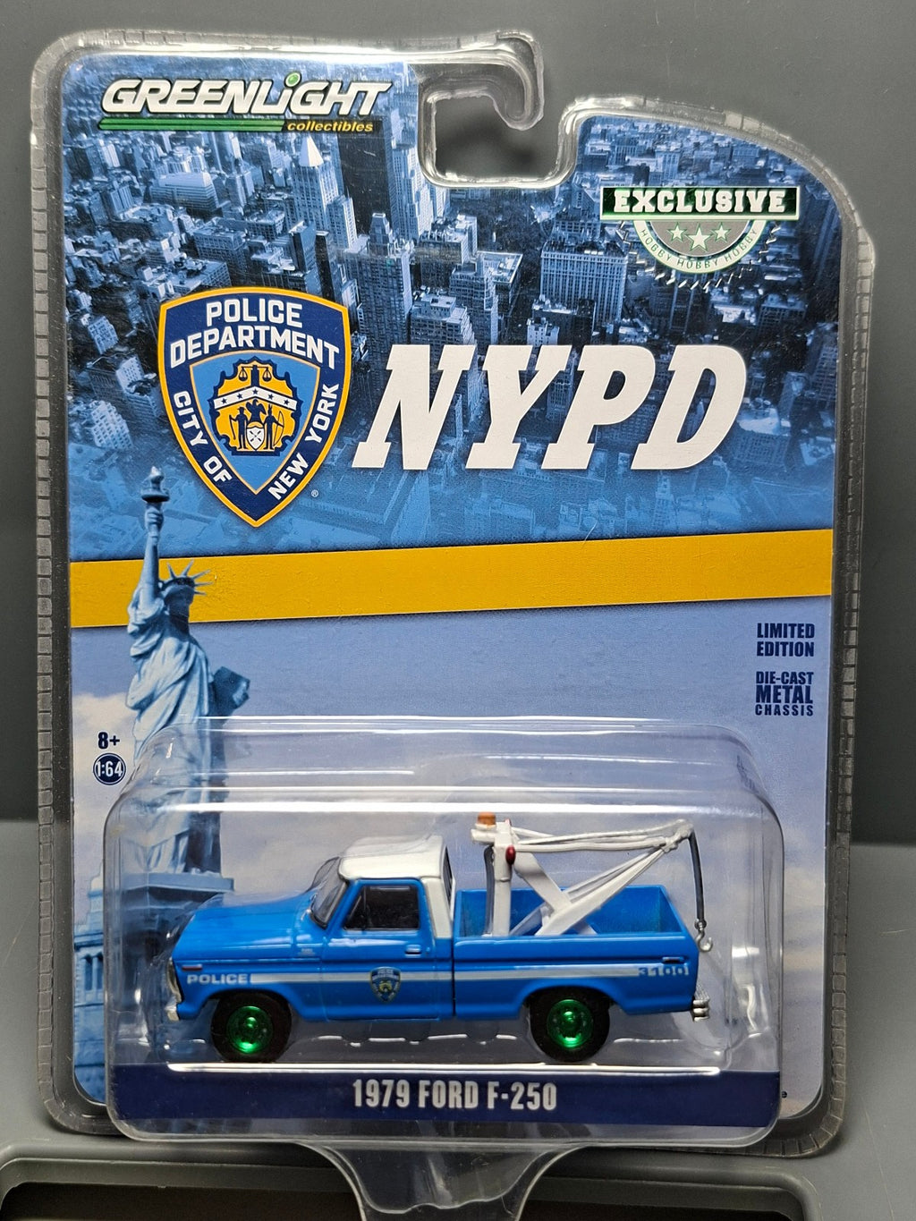 Greenlight Exclusive 1979 Ford F-250 NYDP Chase Green  Wheels   (NG17)