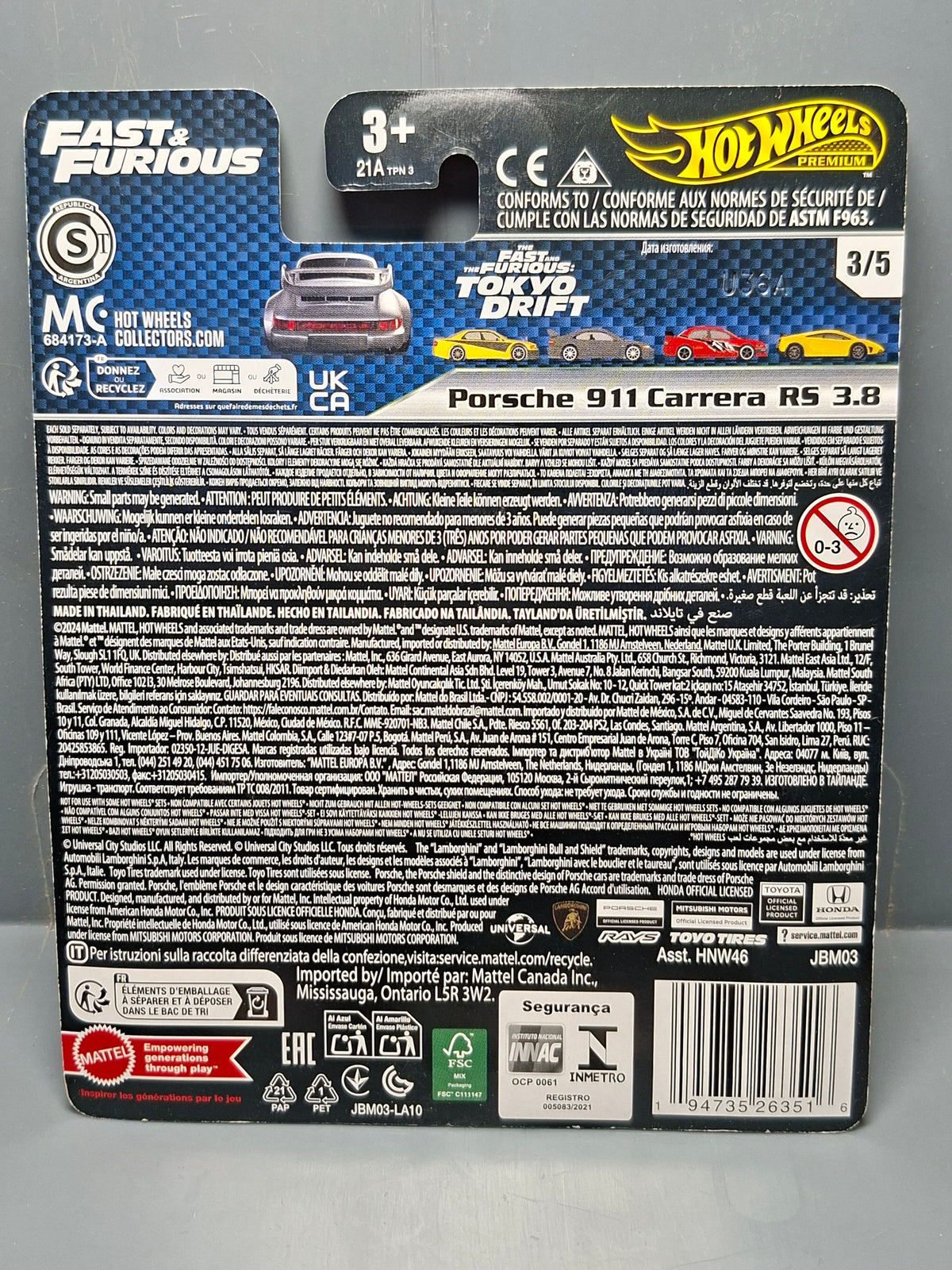 Hot Wheels Fast & Furious Porsche 911 Carrera Rs 3.8 (NG02)