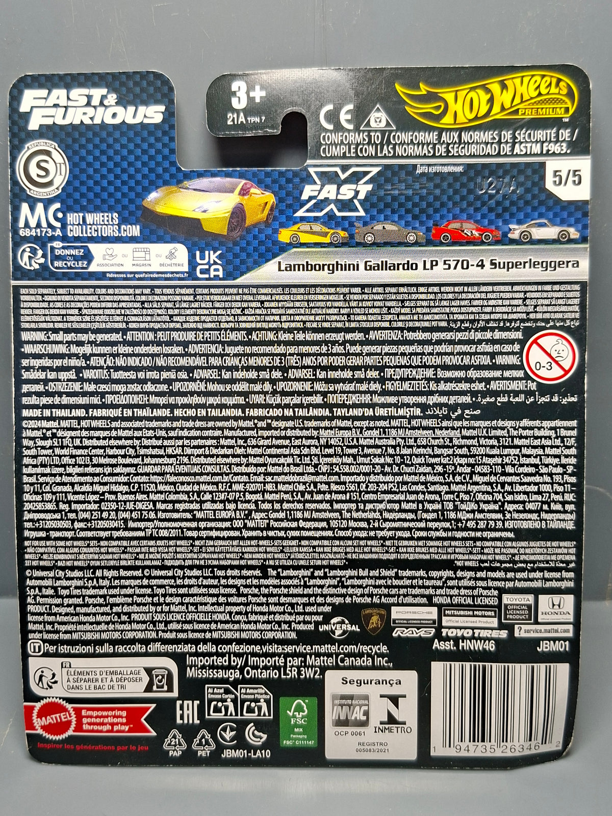 Hot Wheels Fast & Furious Lamborghini Gallardo Lp 570-4 Superleggera (NG02)