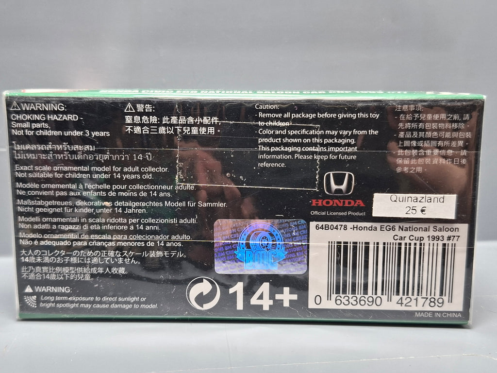 BM Creation 1/64 1993 Honda Civic EG6 #77 Castrol National Saloon Car Cup (CP01)