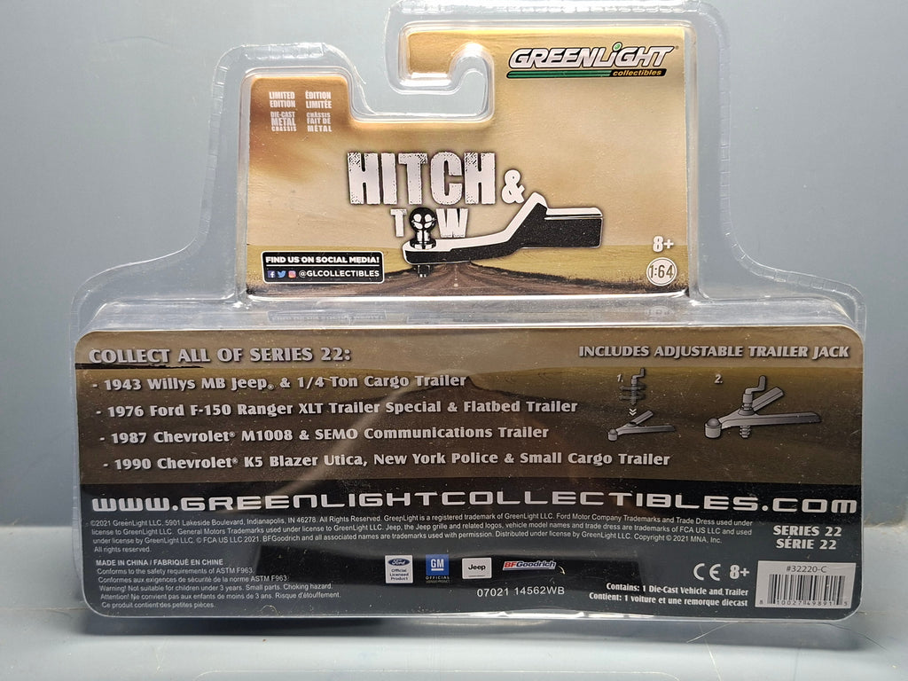 Greenlight Hitch & Tow 1987 Chevrolet M1008 & Semo Communications Trailer (CT04)