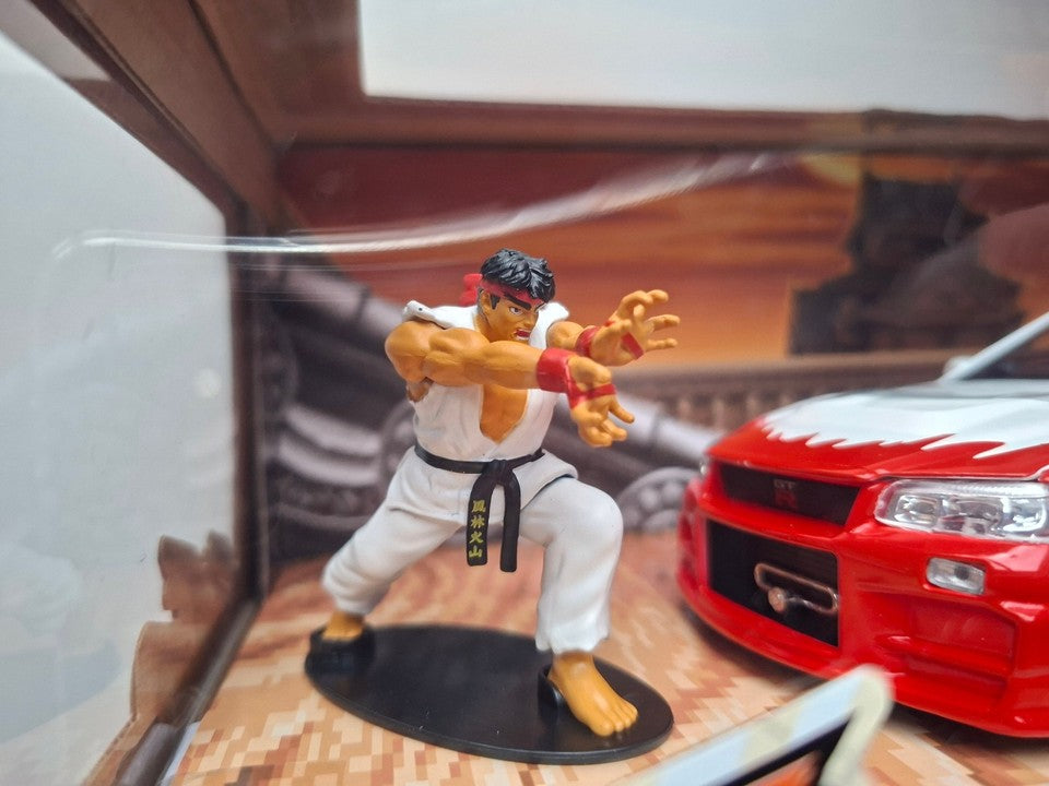 Jada 1/24 Street Fighter Ryu & 2002 Nissan Skyline GTR R34 (ET)