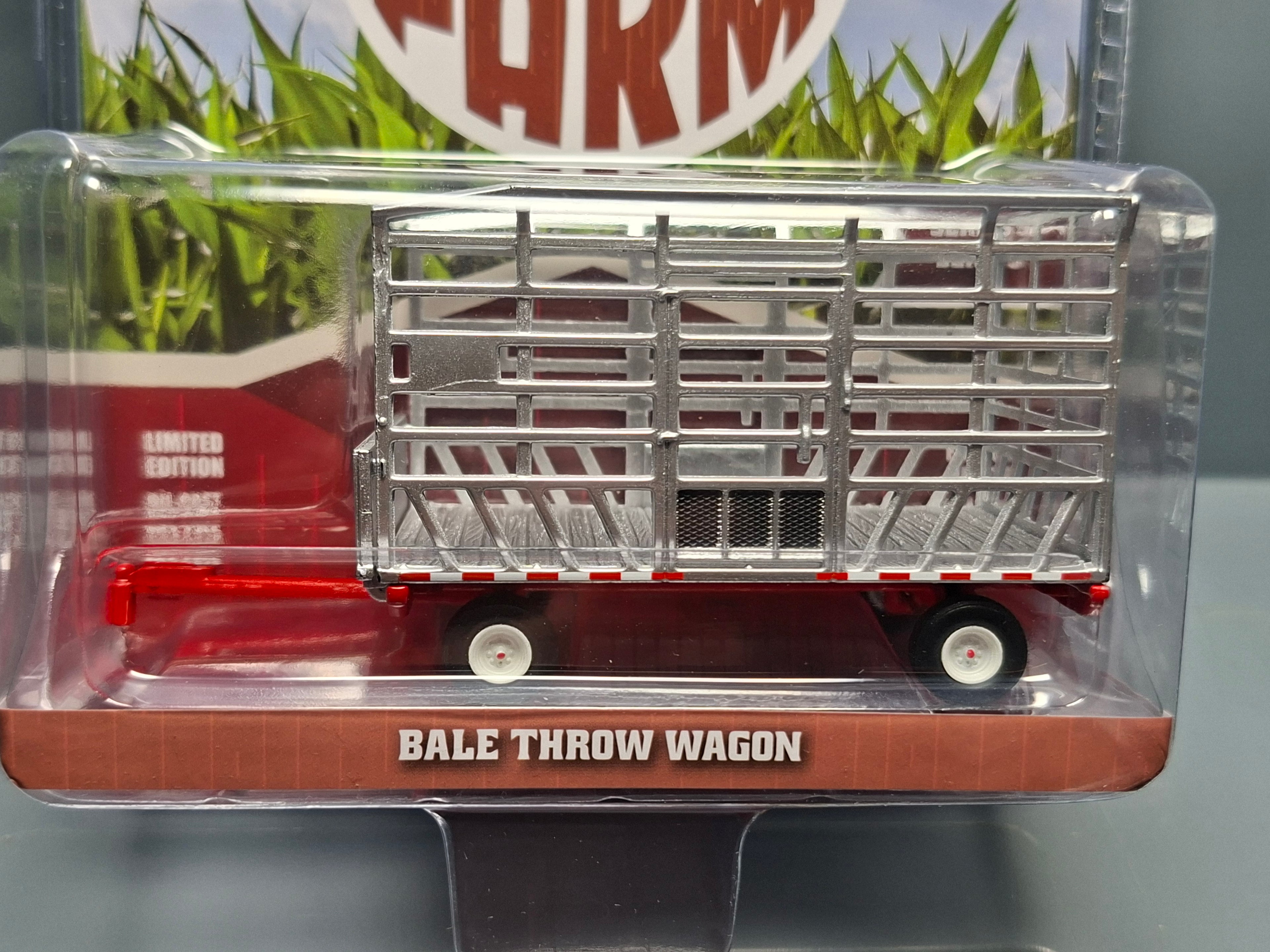Greenlight  2024 Down on the Farm Series 9 Bail Throw Wagon in Sliver and Redb  (NG52)