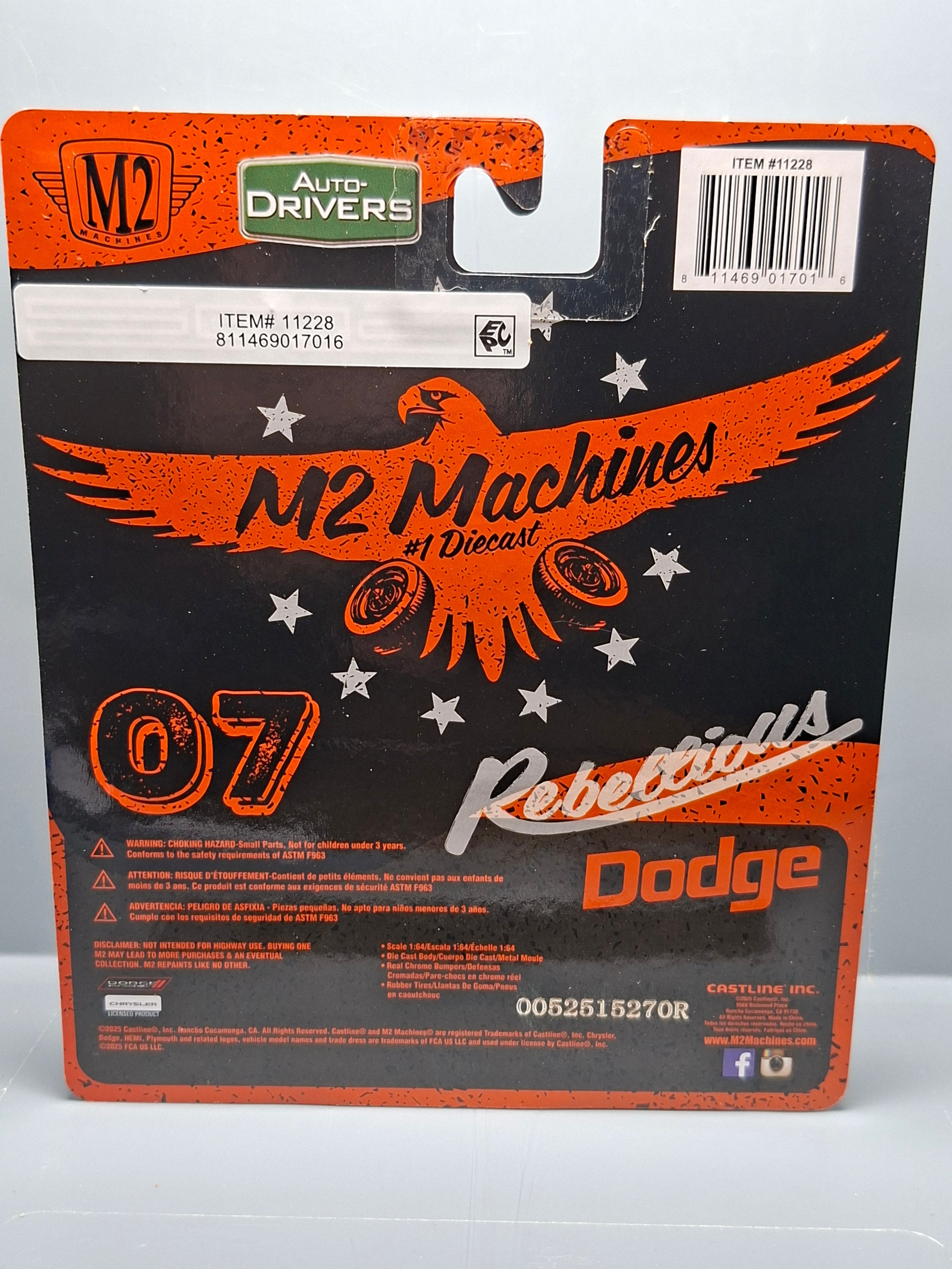 M2 Machines 2025 auto drivers R129 1969 Dodge Charger Daytona (NG52)