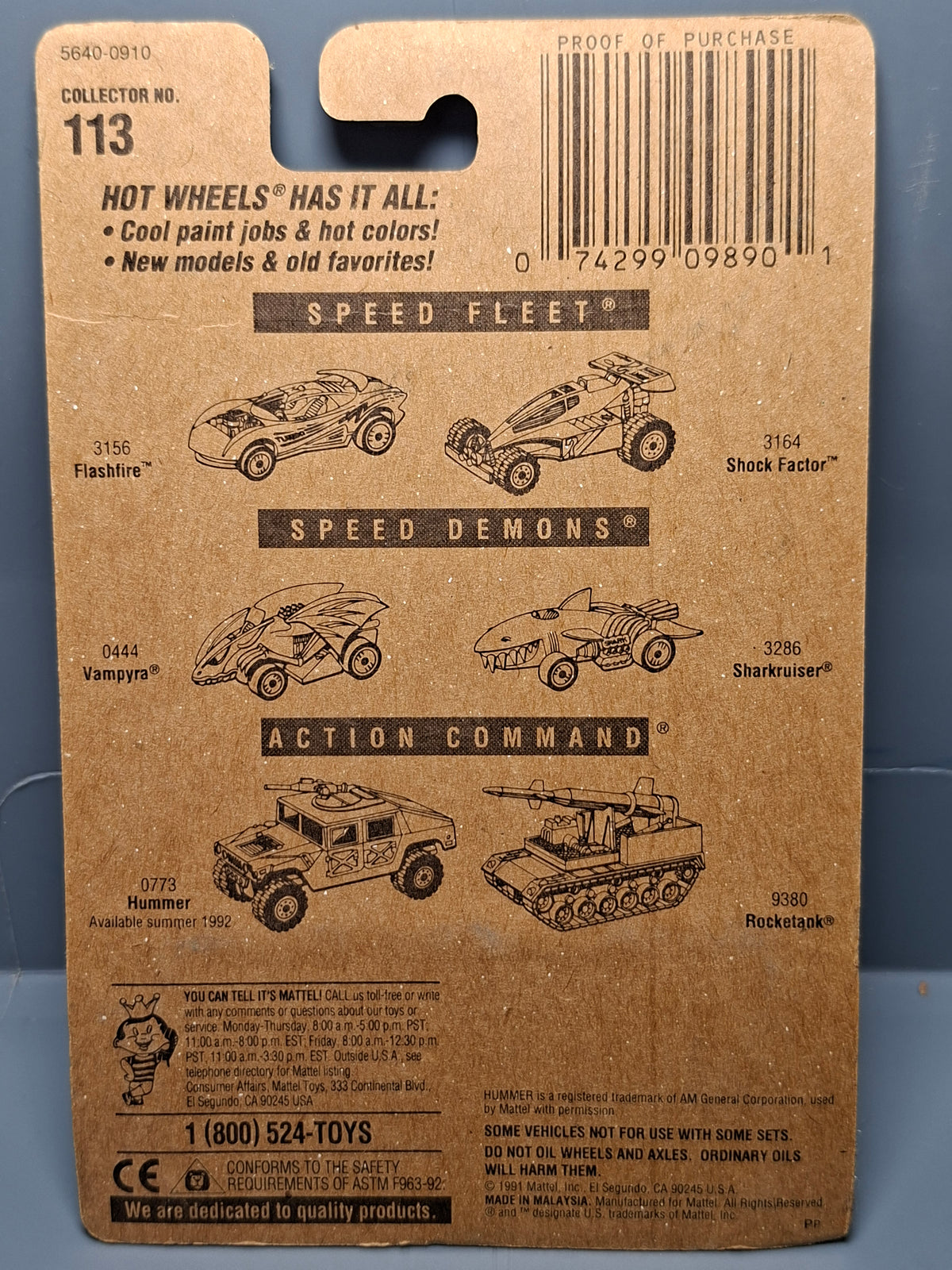 Hot Wheels Speed Shark 1995 Collector 113 version noire BW (NP19)
