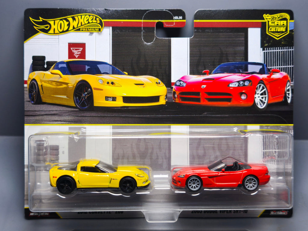 Hot Wheels Premium 2-pack 2012 Corvette Z06 2003 Dodge Viper SRT-10 (CT12)