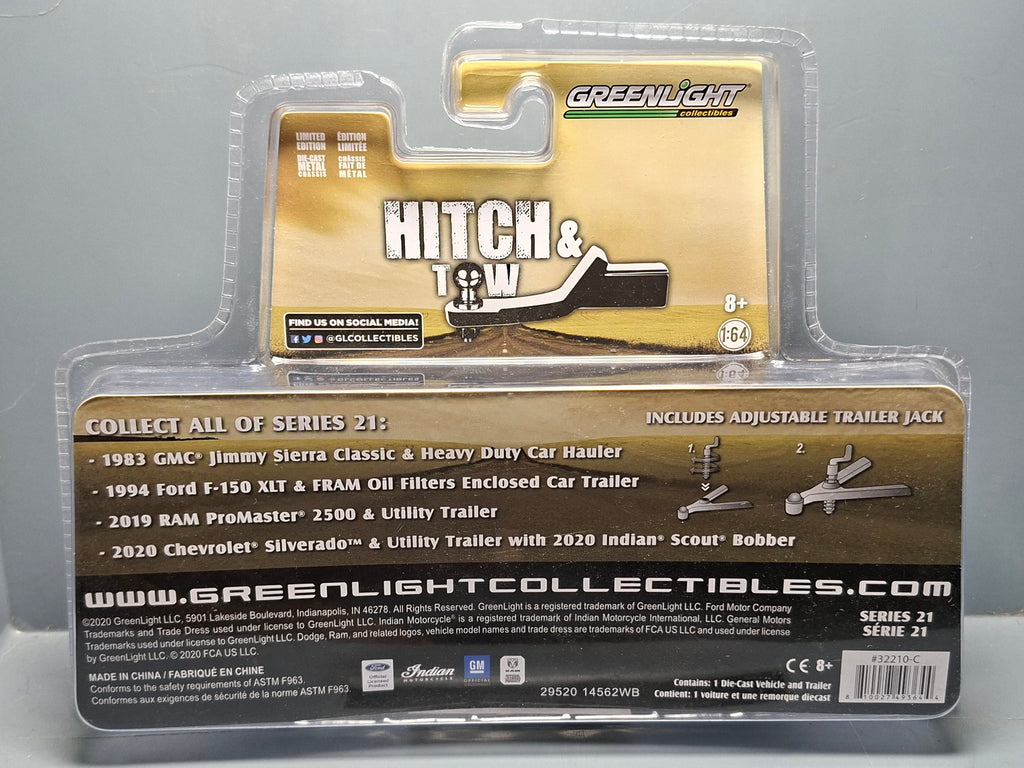Greenlight Hitch & tow 2019 ram promaster 2500 & utility trailer   (CT01)