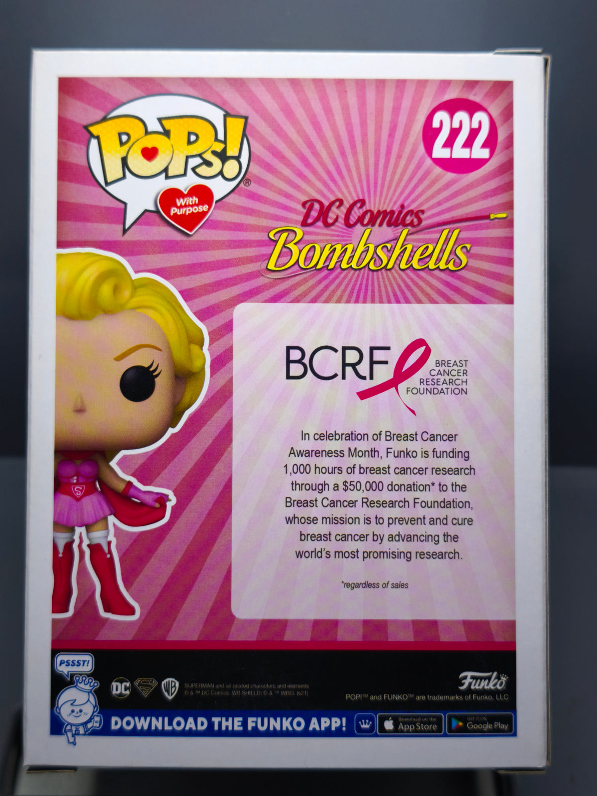Funko Pop! DC Comics Bombshells SuperGirl Edition Cancer du sein #222 (FU01)