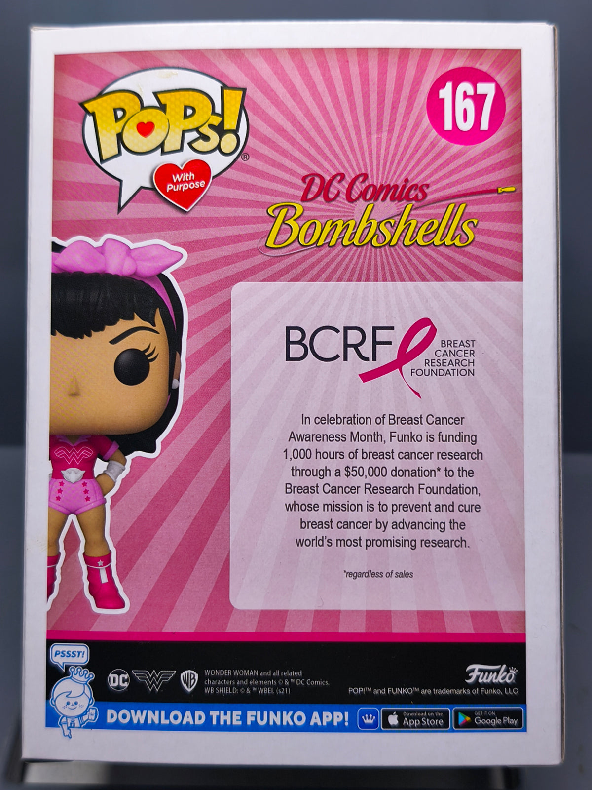 Funko Pop! DC Comics Bombshells Wonder Woman Edition Cancer du sein #167 (F32)