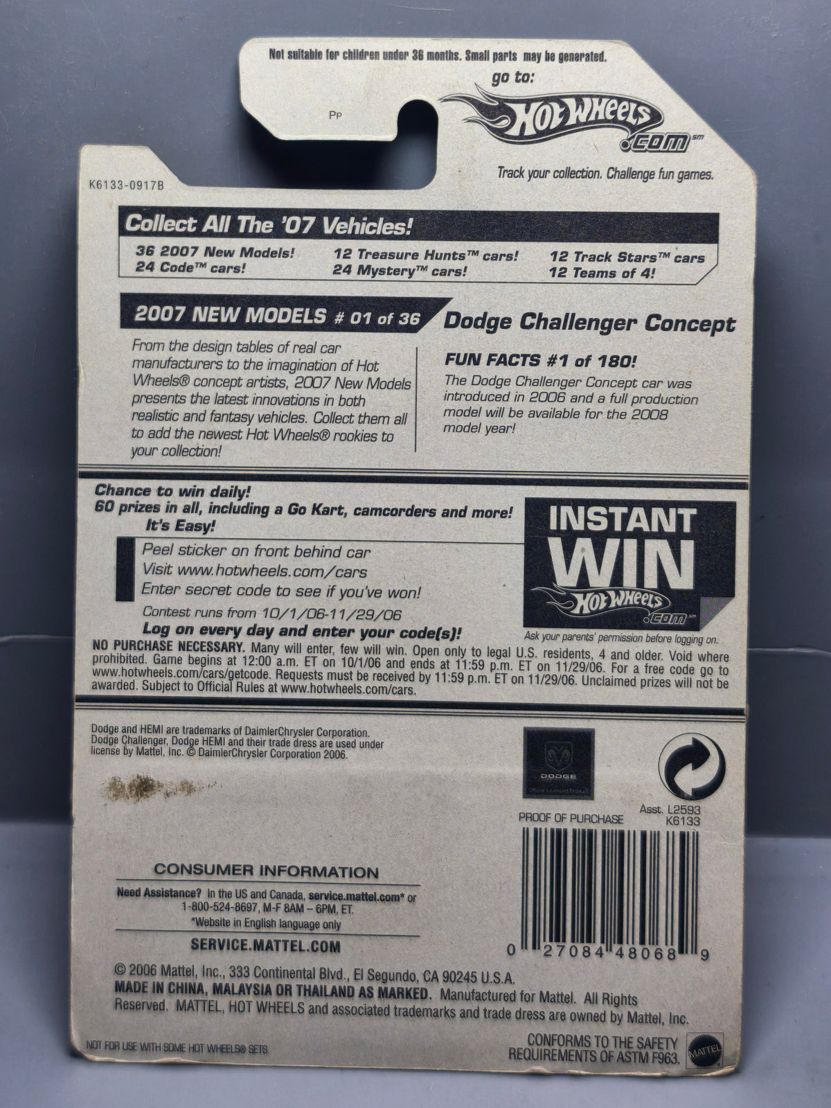 Hot Wheels Dodge Challenger Concept  2007-001 (DV013)