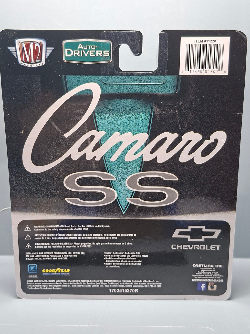 M2 Machines 2025 auto drivers R133 1969 Chevrolet Camaro ss/rs 396 (NG10)
