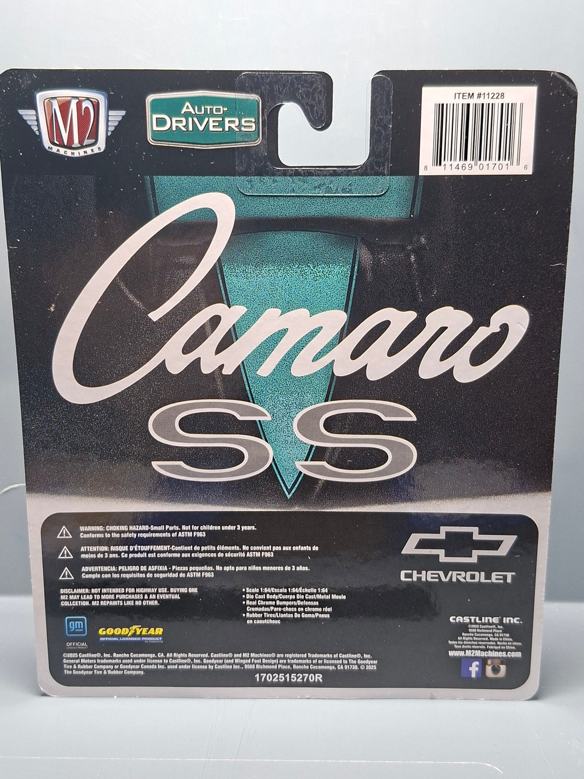 M2 Machines 2025 auto drivers R133 1969 Chevrolet Camaro ss/rs 396 (NG10)