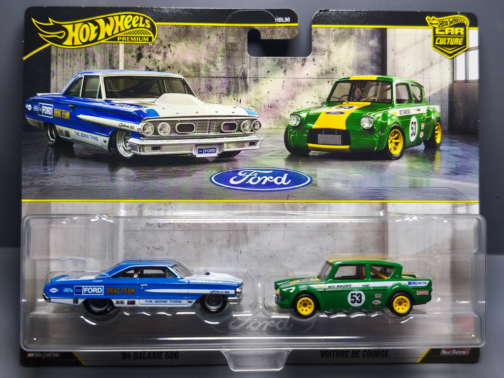 Hot Wheels Premium 2-pack ’64 Ford galaxie 500 - '67 Anglia racer (CT12)